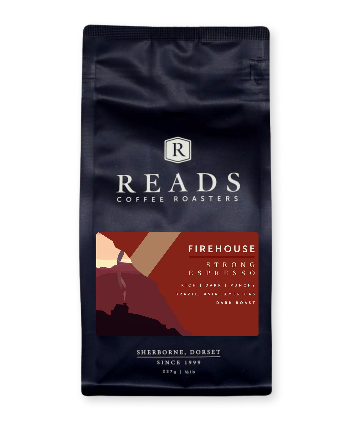 READS Coffee Roasters Firehouse Strong Espresso coffee bag on a white background